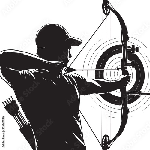 archery player vector design clipart flat style artwork photo