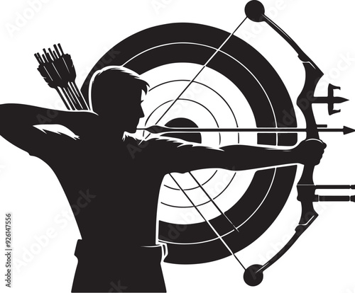 archery player vector design clipart flat style artwork photo