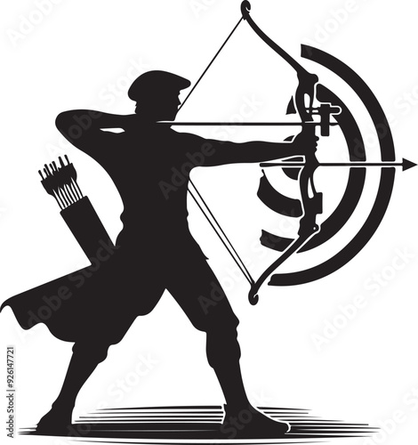archery player vector design clipart flat style artwork photo