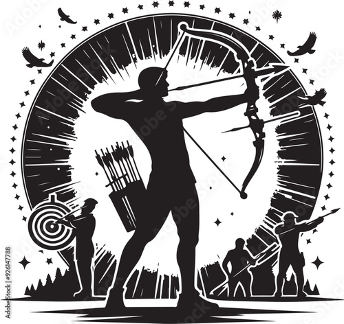 archery player vector design clipart flat style artwork photo