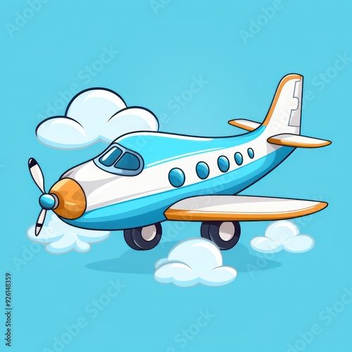 cute cartoon plane plain background photo