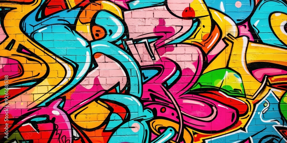 Fototapeta premium Vibrant Abstract Mural in Urban Setting created by ai