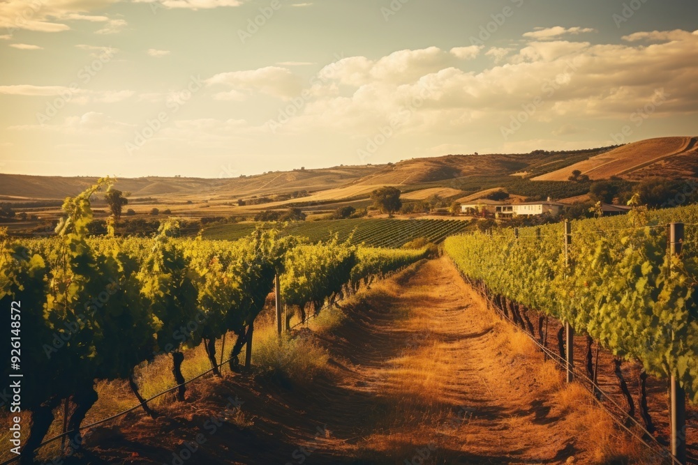 Fototapeta premium Vineyard landscape outdoors nature.