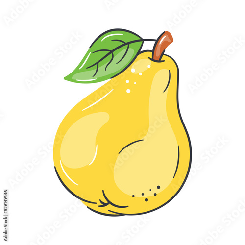 Icon of a guava, featuring a yellow oval shaped fruit with a small stem