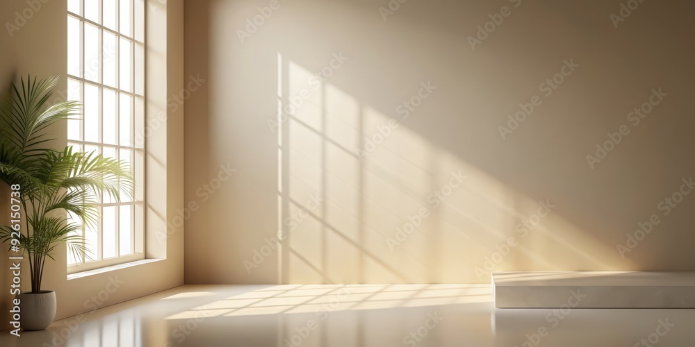 Soft, gentle, beige background with subtle window light casting a beautiful shadow, ideal for elegant product presentation, packaging, or minimalist design compositions. Soft, gentle, beige background with subtle window light casting a beautiful shadow, ideal for elegant product presentation, packaging, or minimalist design compositions.