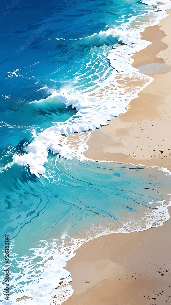 砂浜に打ち寄せる海の波の航空写真 砂浜に打ち寄せる海の波の航空写真