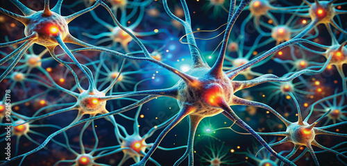 Neurons & Synapse Like structures depicting brain chemistry, generative AI