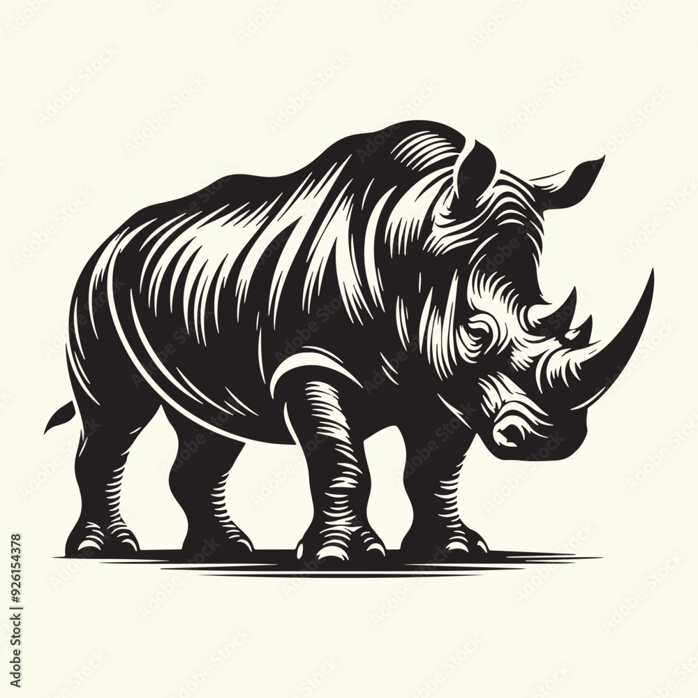 Fototapeta premium Rhinoceros silhouette vector illustration design