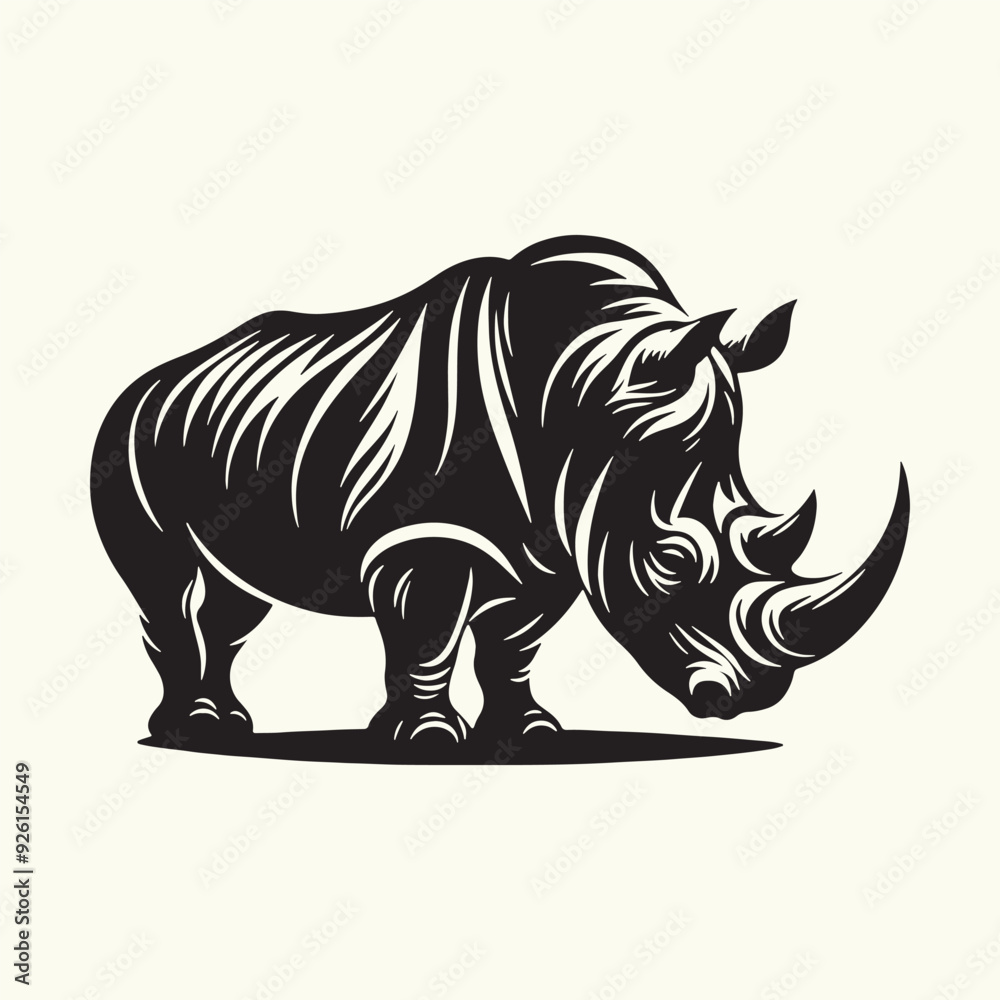 Fototapeta premium Rhinoceros silhouette vector illustration design