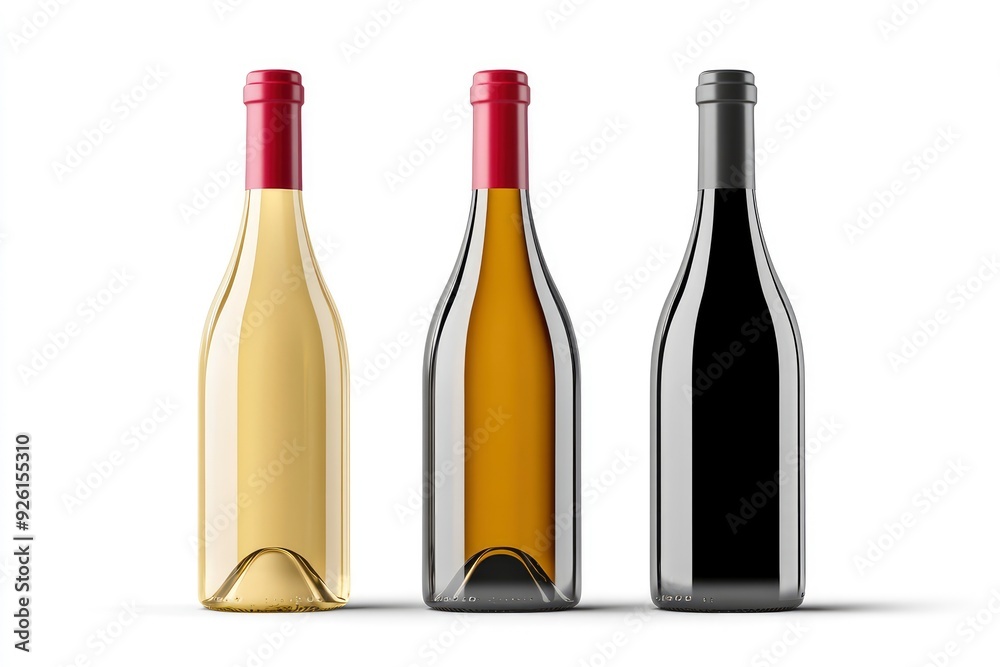 Wine bottle. set. isolated on the white background. Mockup with generative ai Wine bottle. set. isolated on the white background. Mockup with generative ai