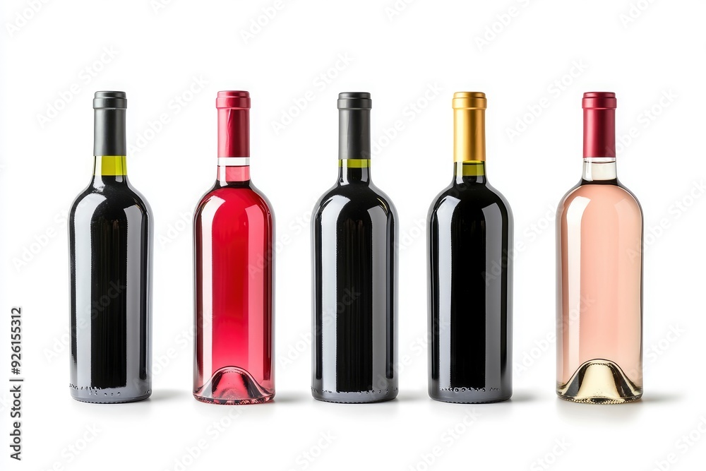Wine bottle. set. isolated on the white background. Mockup with generative ai Wine bottle. set. isolated on the white background. Mockup with generative ai