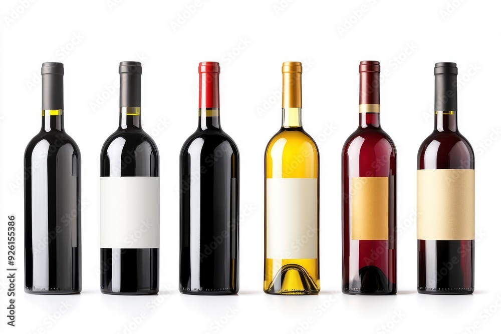 Wine bottle. set. isolated on the white background. Mockup with generative ai Wine bottle. set. isolated on the white background. Mockup with generative ai
