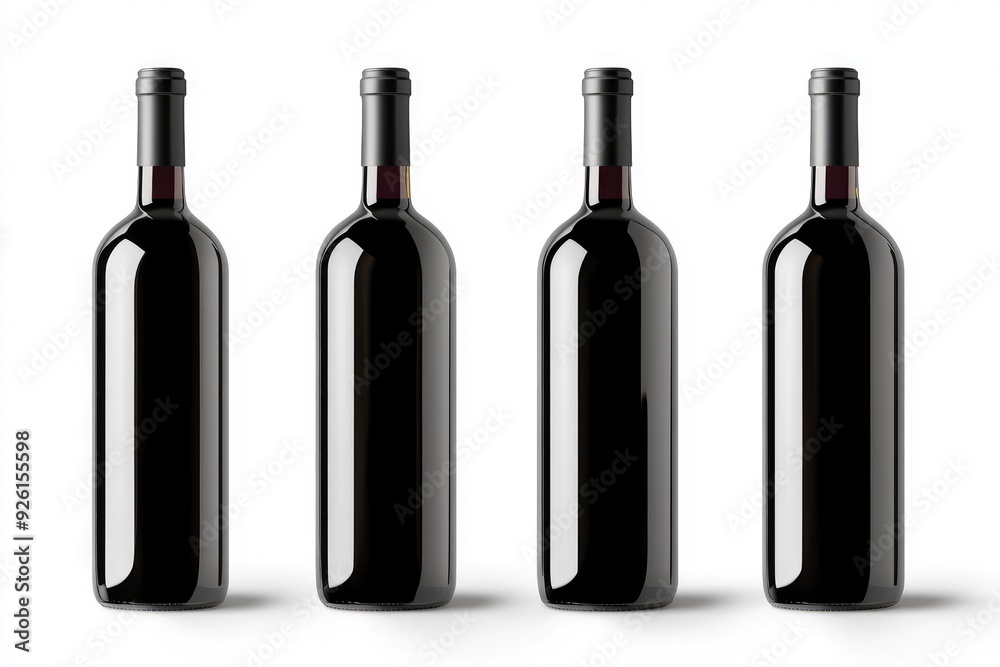 Wine bottle. set. isolated on the white background. Mockup with generative ai Wine bottle. set. isolated on the white background. Mockup with generative ai