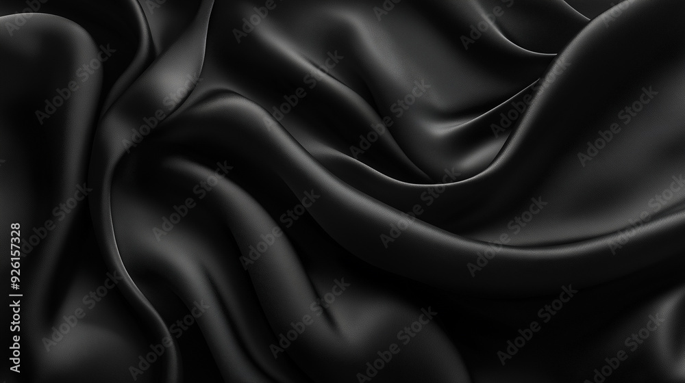 Dark silk fabric draped elegantly, showcasing smooth texture and flowing lines Dark silk fabric draped elegantly, showcasing smooth texture and flowing lines