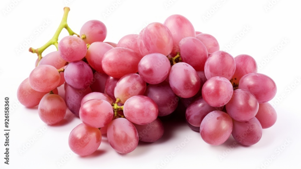 Fototapeta premium Ripe red wet grape with drops isolated on white background. Neural network ai generated art