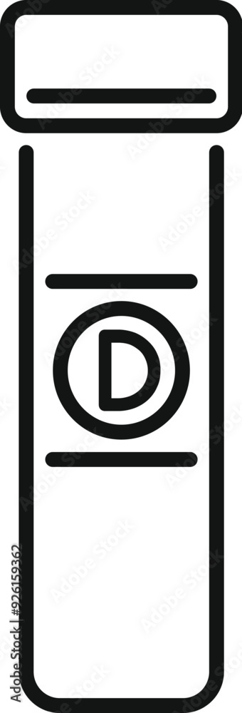 Simple medical test tube icon containing a blood sample, being tested for its vitamin d levels Simple medical test tube icon containing a blood sample, being tested for its vitamin d levels