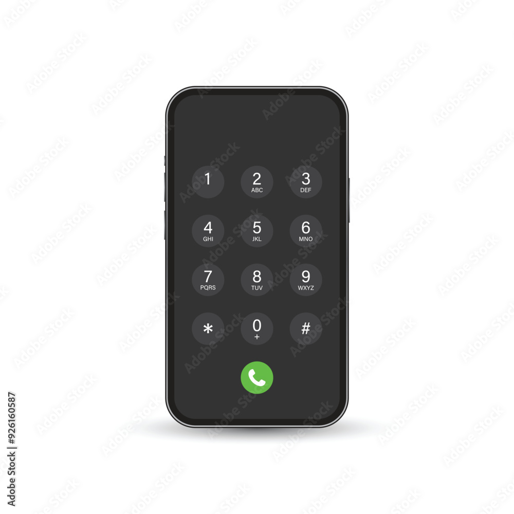 Smartphone dial button icon in flat style. Phone number pad vector illustration on isolated background. Telephone interface sign business concept. Smartphone dial button icon in flat style. Phone number pad vector illustration on isolated background. Telephone interface sign business concept.