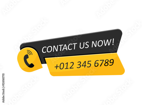 Call us button icon in flat style. Phone number place vector illustration on isolated background. Telephone interface sign business concept.