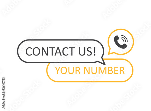 Call us button icon in flat style. Phone number place vector illustration on isolated background. Telephone interface sign business concept.