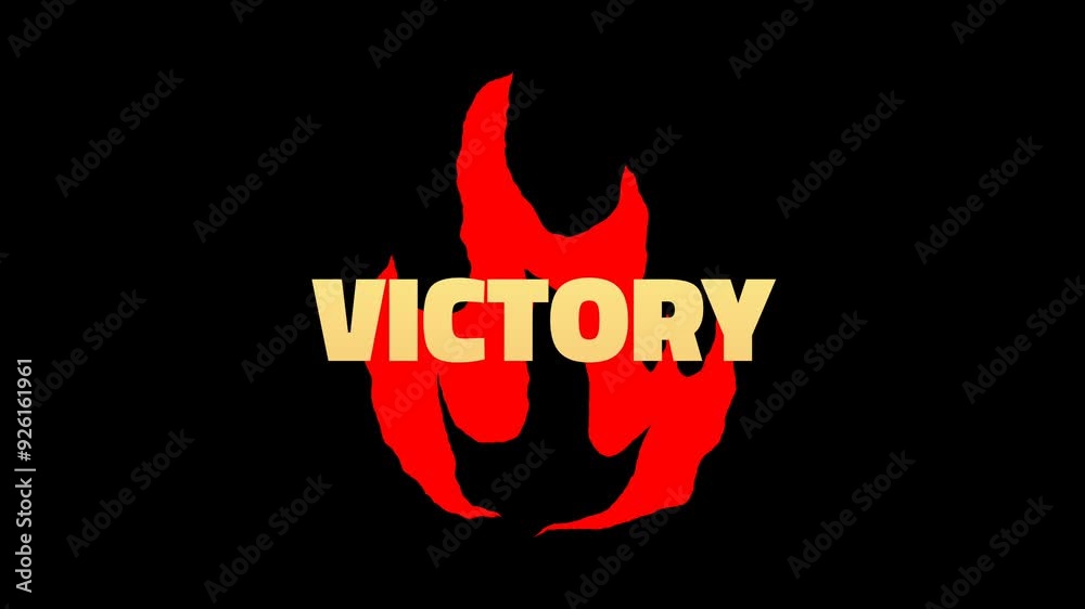 Yellow animated VICTORY text with flashing effects and background Yellow animated VICTORY text with flashing effects and background