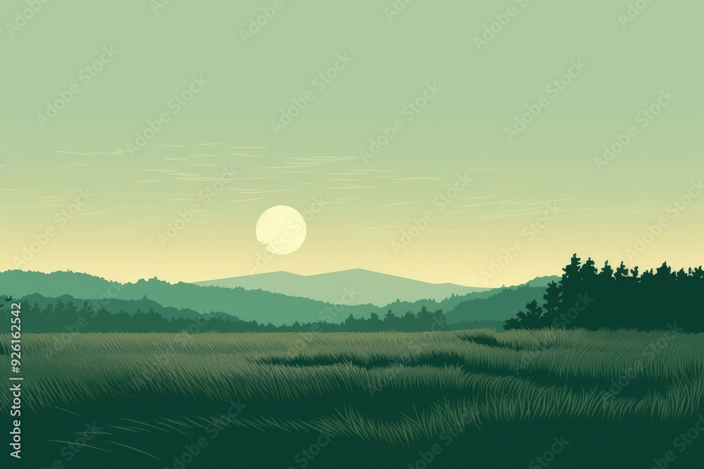 Fototapeta premium Landscape field green grassland.