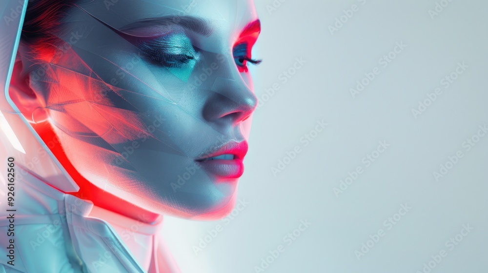 Futuristic Portrait of a Woman with Neon Lights Futuristic Portrait of a Woman with Neon Lights
