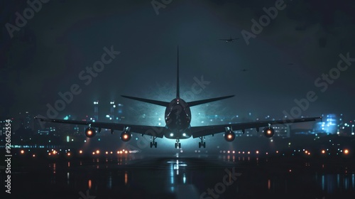 Airplane Landing at Night