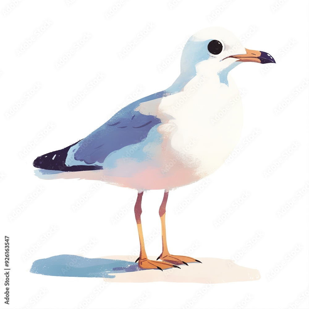 Fototapeta premium Beautiful illustration of a seagull with a white background isolated kawaii