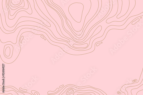 Topographic map with mountain relief, contur abstract wavy lines, top view land