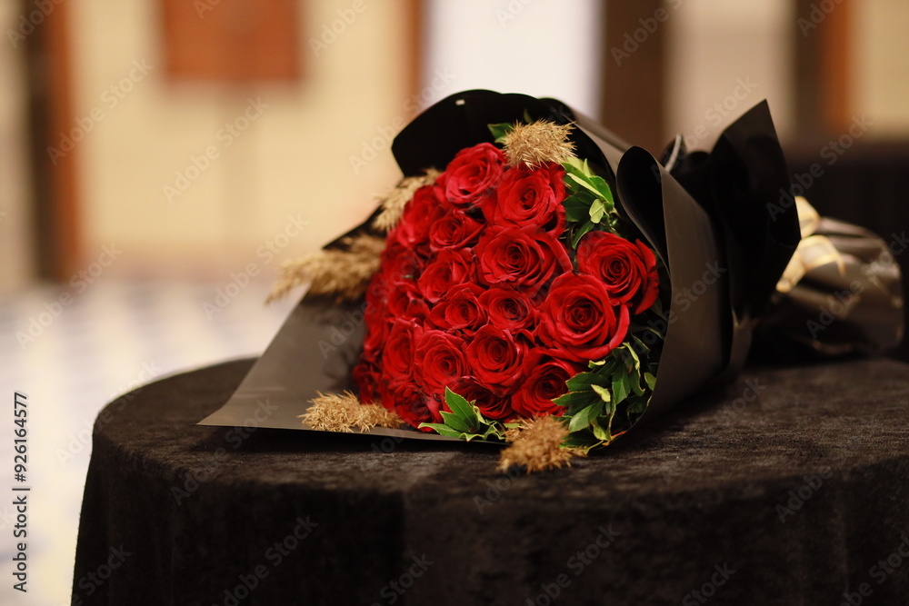 Classic Dozen Red Roses in Black Wrapping