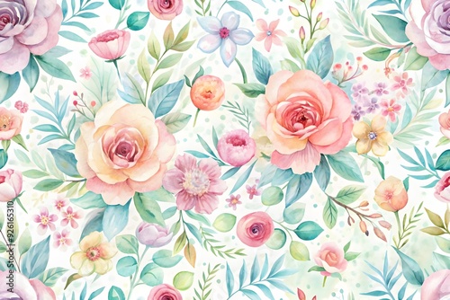 Wallpaper Mural Delicate flowers hand drawn. Seamless pattern with dahlia, roses, anemones. digital printing textile pattern wallpaper
 Torontodigital.ca
