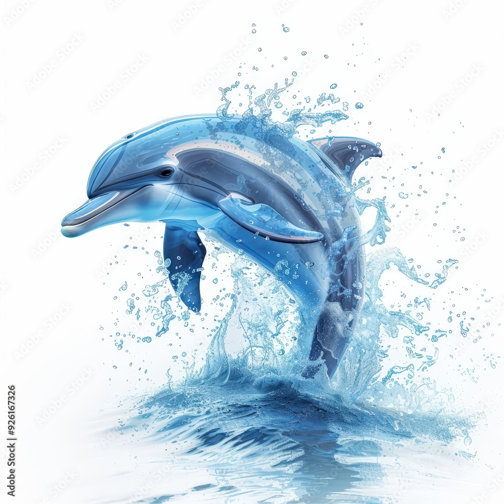 Fototapeta premium Dolphin Jumping Out of Water with Splash.