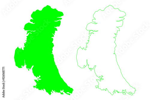 Yuzhny island (Russia, Russian Federation, Novaya Zemlya archipelago) map vector illustration, scribble sketch Yuzhny map
