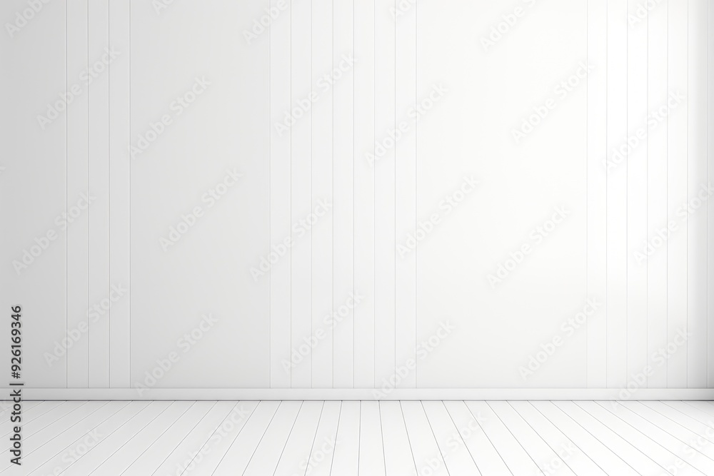 White Room with Warm Wooden Floor, Studio background, Modern Vertical Line Wall for Product Display Area White Room with Warm Wooden Floor, Studio background, Modern Vertical Line Wall for Product Display Area