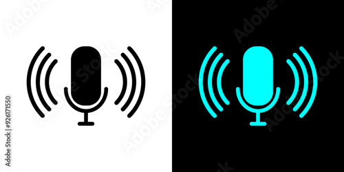Podcast microphone sound wave. Podcast player.