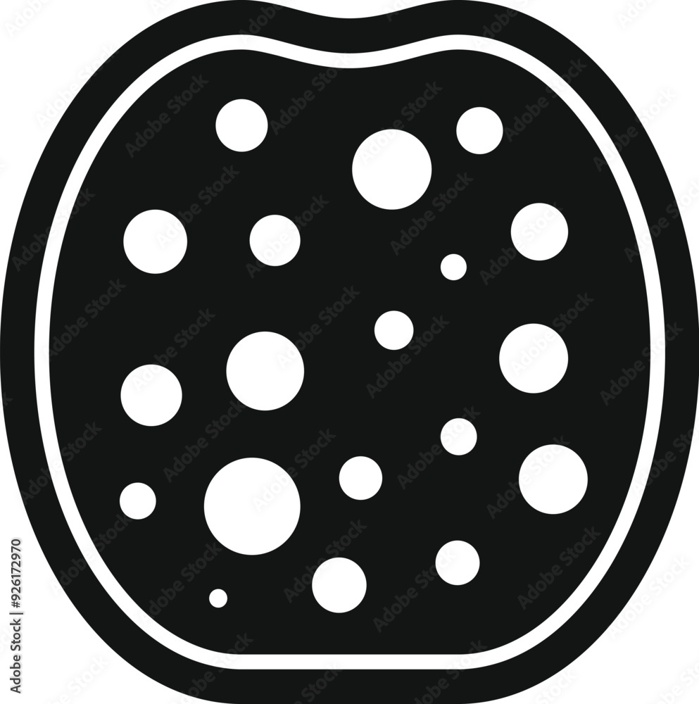 Round slice of salami sausage with fat showing in simple style Round slice of salami sausage with fat showing in simple style