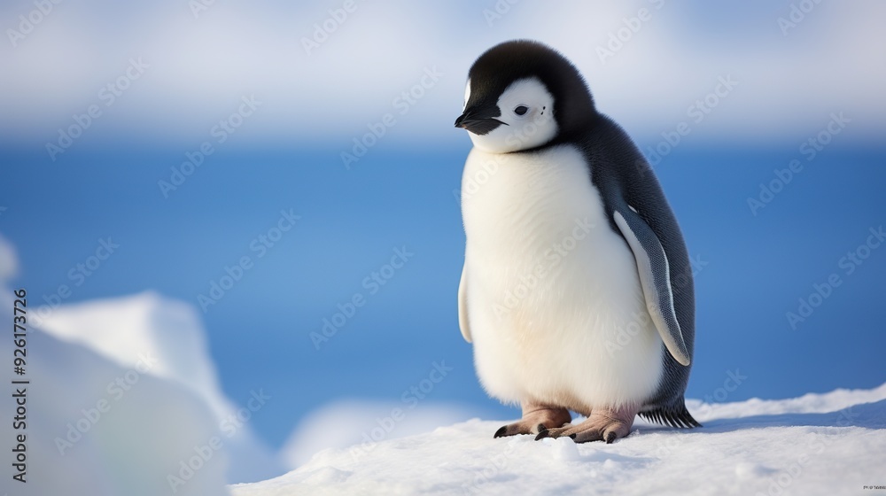 Naklejka premium Adorable Penguin Standing Upright, Capturing Its Unique Features and Charm