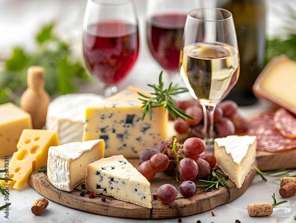 Gourmet Cheese and Wine Pairing Board with Assorted Artisanal Delicacies Gourmet Cheese and Wine Pairing Board with Assorted Artisanal Delicacies