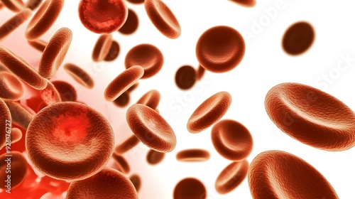 Blood Smear on Slide A detailed photograph of a blood smear on a microscope slide, showing the distribution and morphology of various blood cells. 