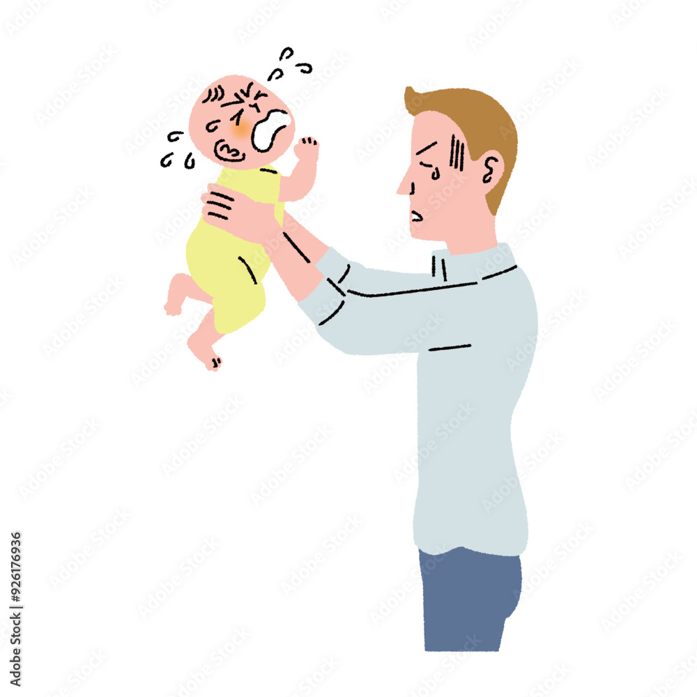 子育て_赤ちゃん_泣く_男性 子育て_赤ちゃん_泣く_男性