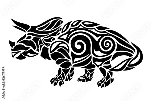 Wallpaper Mural Tribal tattoo art with black dinosaur silhouette Torontodigital.ca