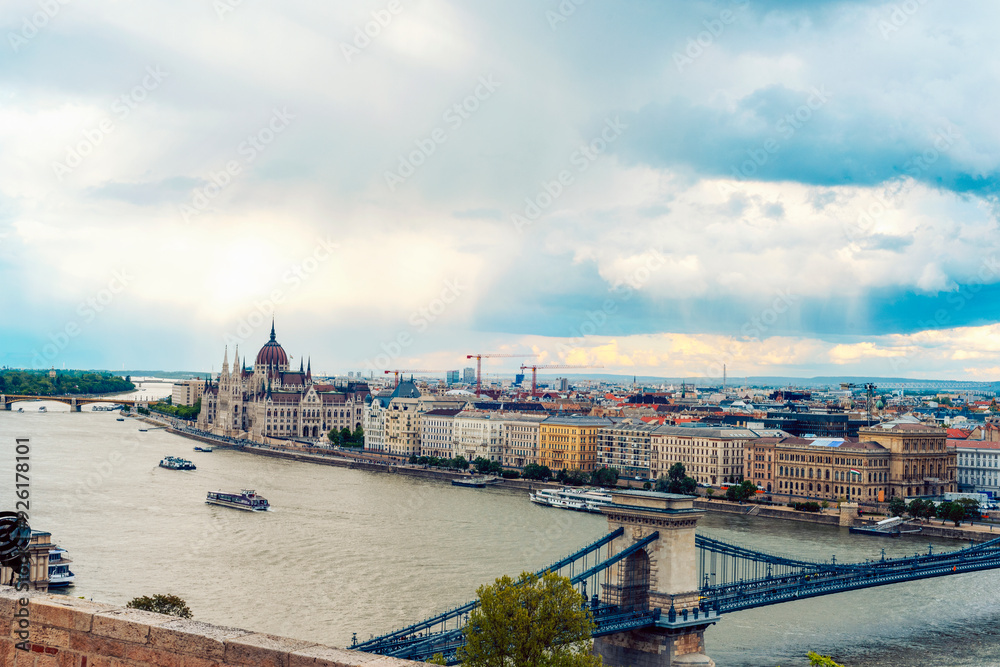Beautiful view of the Hungarian parliament and Danube river from Buda Castle. Budapest, Hungary Beautiful view of the Hungarian parliament and Danube river from Buda Castle. Budapest, Hungary