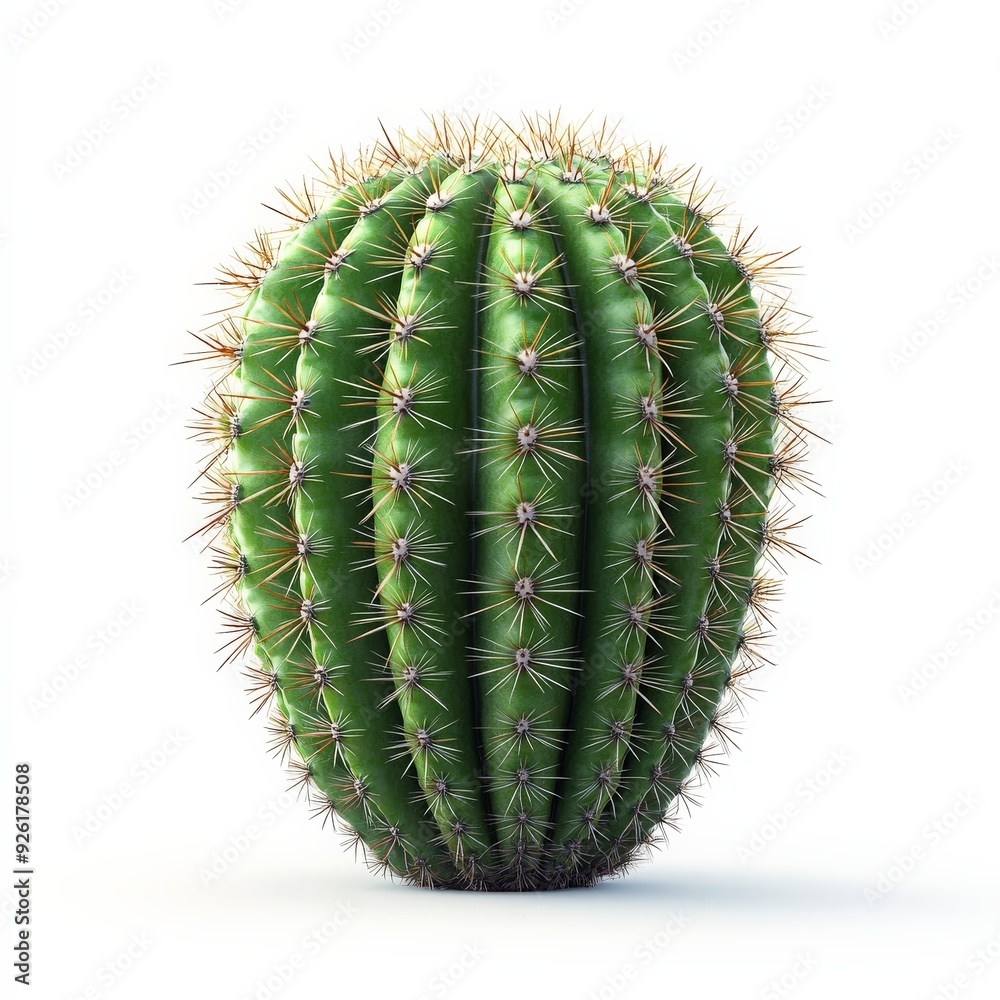 A single cactus clipart, desert plant element, sharp thorns, vivid green, isolated on white background A single cactus clipart, desert plant element, sharp thorns, vivid green, isolated on white background