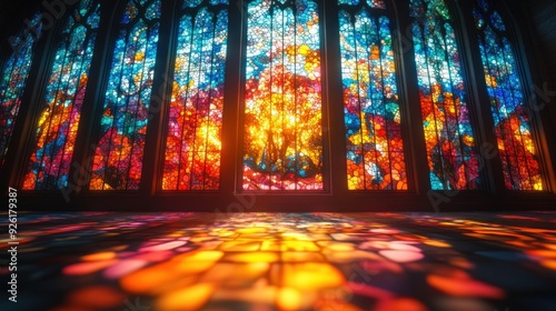 Stained Glass Window with Colorful Light