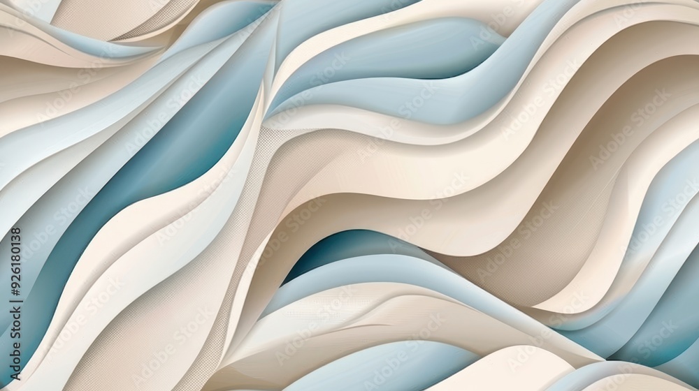 Seamless pattern of wavy layers in soft blue and beige tones. Ideal for modern, contemporary, and minimalist designs. Seamless pattern of wavy layers in soft blue and beige tones. Ideal for modern, contemporary, and minimalist designs.