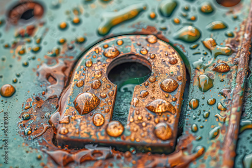 Rusty keyhole with water drops representing outdated security measures