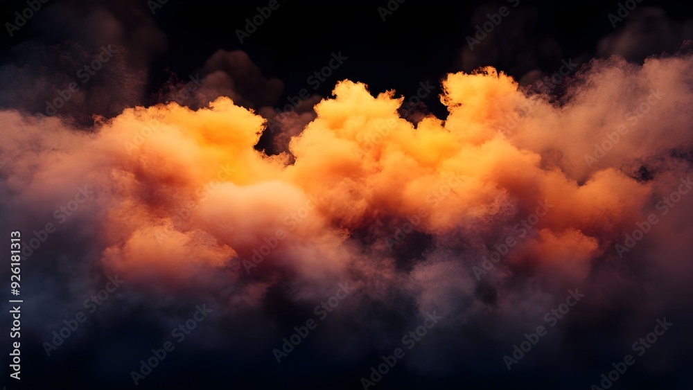 Dramatic Orange Clouds Over Black Sky. Dramatic Orange Clouds Over Black Sky.