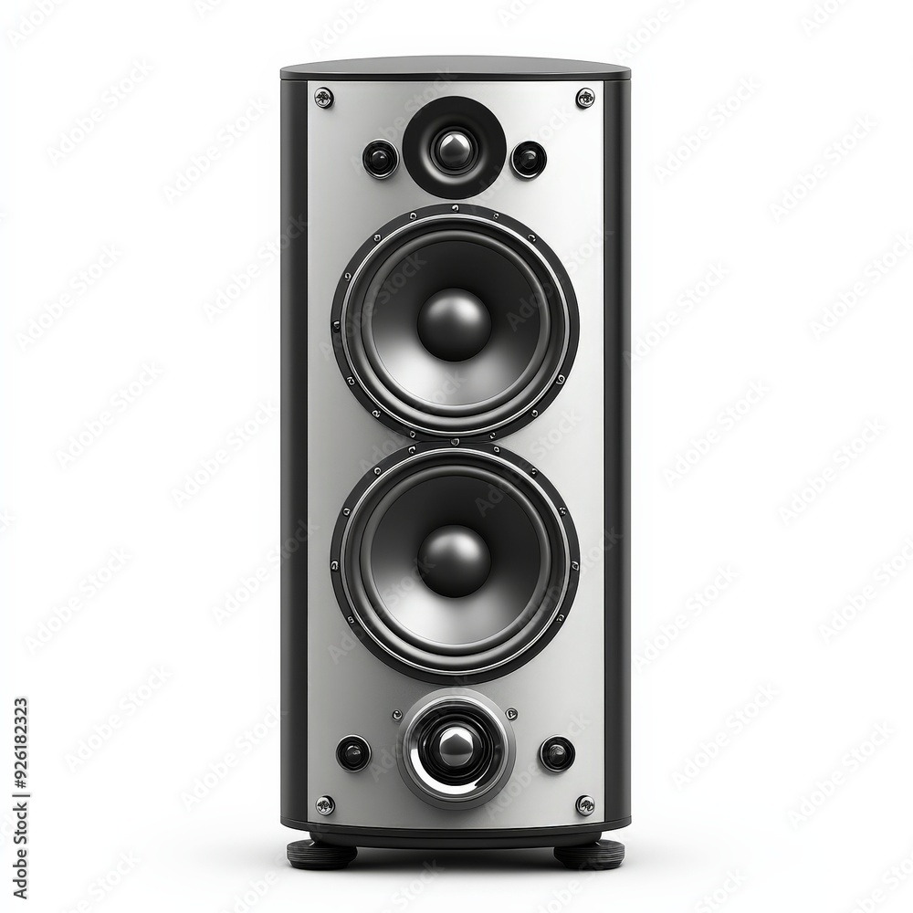 A single speaker clipart, audio element, modern design, black and silver, isolated on white background. A single speaker clipart, audio element, modern design, black and silver, isolated on white background.