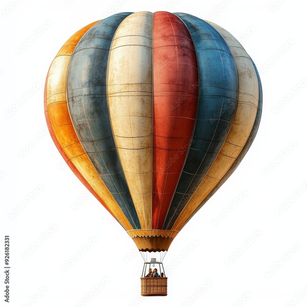 Obraz premium A single hot air balloon clipart, adventure element, colorful pattern, isolated on white background