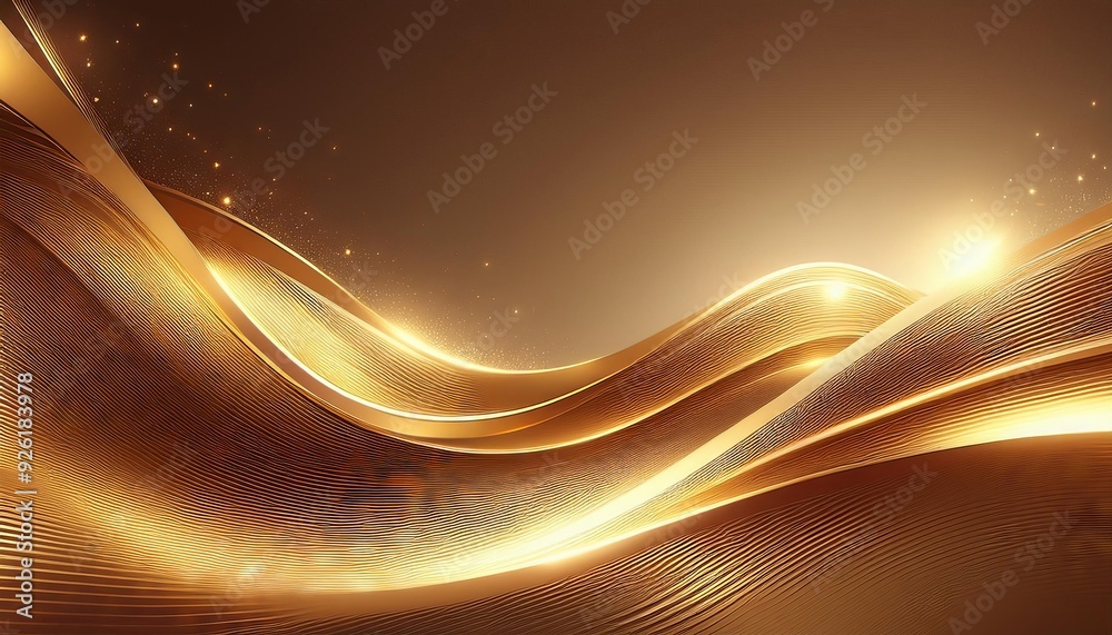 Fototapeta premium Abstract background with golden waves light effect and sparkle